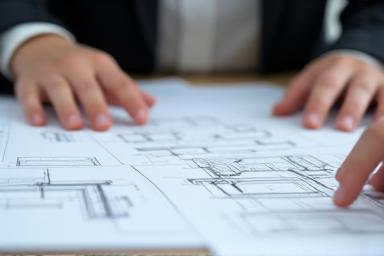 Consultation meeting with blueprints