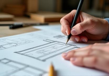 Designer sketching furniture plans